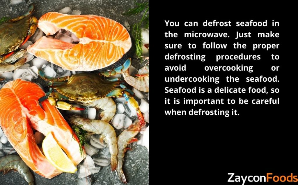 can you defrost seafood in the microwave